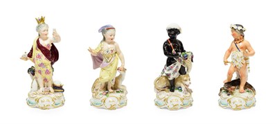 Lot 88 - A Set of Four French Porcelain Figures of the Continents, late 19th century, after Derby originals