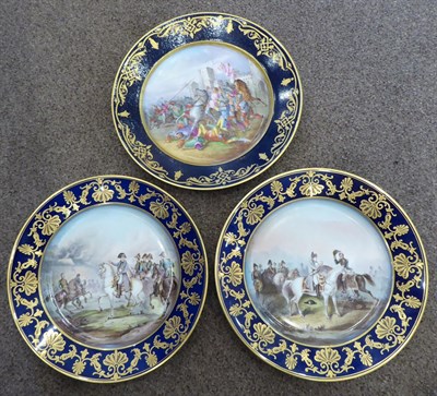 Lot 91 - A Pair of Sèvres Style Porcelain Cabinet Plates, late 19th/early 20th century, painted with scenes