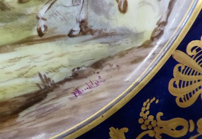 Lot 91 - A Pair of Sèvres Style Porcelain Cabinet Plates, late 19th/early 20th century, painted with scenes