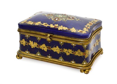 Lot 101 - A Gilt Metal Mounted Sevres Style Casket, late 19th century, of shaped rectangular form, gilt...