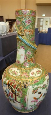 Lot 116 - A Pair of Cantonese Porcelain Bottle Vases, mid 19th century, of ovoid form, the cylindrical...
