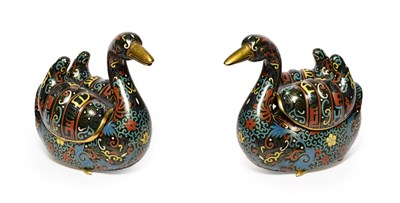 Lot 136 - A Pair of Chinese Cloisonné Enamel Models of Mandarin Ducks, in 18th century style,...