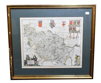 Lot 145 - Ducatus Eboracensis pars Occidentalis, The West Riding of Yorkshire, hand coloured map, Dutch...