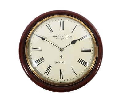 Lot 166 - A Mahogany Wall Timepiece, signed Smith & Hind, 44 High St, Stockton, circa 1850, side and...