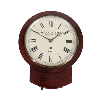 Lot 167 - A Rosewood Drop Dial Wall Timepiece, signed Wehrle Bros, Warwick St, SW1, circa 1890, side and...