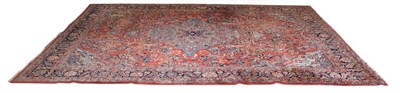 Lot 175 - Mahal Carpet West Iran, circa 1930 The terracotta field with sky blue medallion surrounded by vines