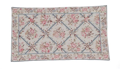 Lot 205 - Modern Chinese Needlepoint Rug The ivory diamond lattice field of naturalistic floral sprays...