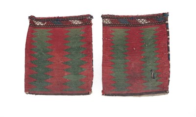 Lot 236 - A Pair of Shah Savan Khoreen Bags North West Iran, circa 1900 Each flatwoven with large zig-zag...