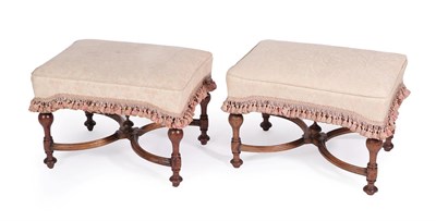 Lot 249 - A Pair of 17th Century Style Walnut Dressing Stools, probably late 19th/early 20th century,...