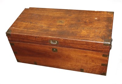 Lot 255 - A 19th Century Camphorwood and Brass Bound Chest, with hinged lid and recessed brass handle,...