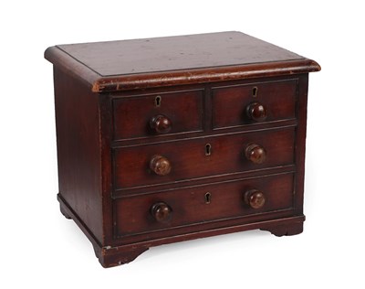 Lot 261 - A Victorian Mahogany Box, in the form of a miniature chest of drawers, the two short and two...