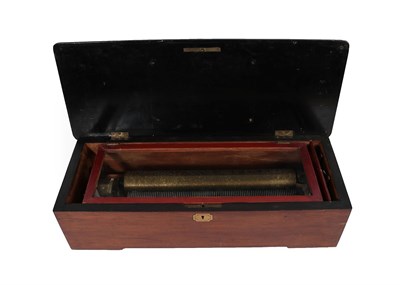 Lot 263 - A Walnut Cased Cylinder Musical Box, late 19th century, the hinged cover with marquetry panel...