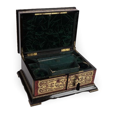 Lot 269 - A Boulle Jewellery Box, mid 19th century, the hinged rectangular top over a fitted interior and two