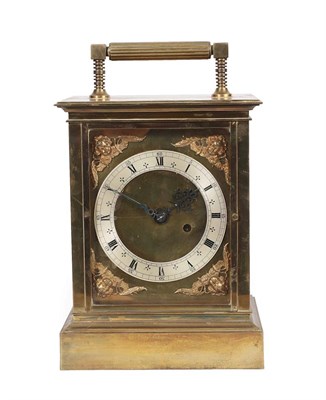 Lot 271 - A Brass ''Giant'' Size Carriage Timepiece, early 20th century, carrying handle, glazed panels,...