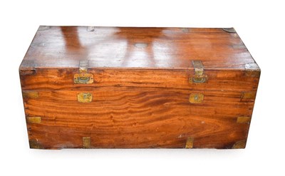 Lot 290 - A 19th Century Camphorwood and Brass Bound Chest, the hinged lid with recessed brass handles...