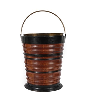 Lot 293 - A Dutch Turned Wood Coal Bucket, 19th century, of ribbed slightly flared cylindrical form on a...