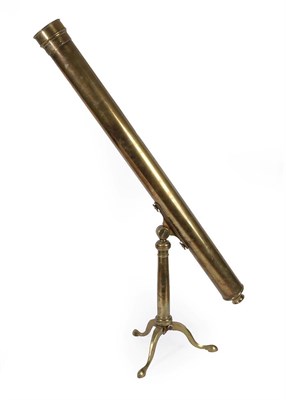 Lot 300 - A French Brass Single-Draw Refracting Telescope, 19th century, with 2¾ inch lens and lens cap,...