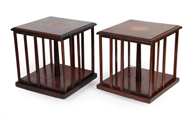 Lot 322 - A Matched Pair of Mahogany and Marquetry Single-Tier Revolving Bookcases, early 20th century,...