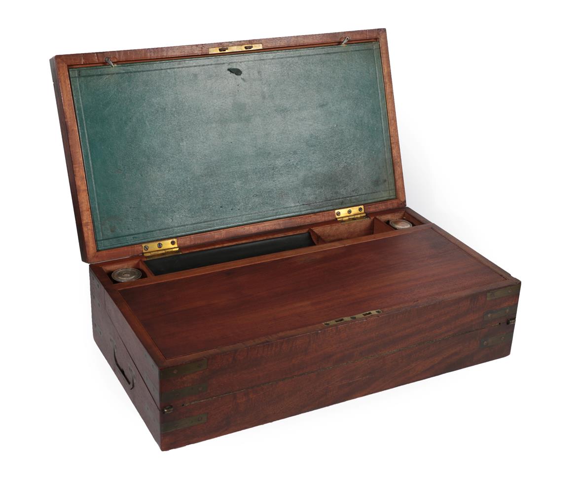 Lot 326 - A Victorian Brass Bound Mahogany Writing Slope, of rectangular form, the hinged top set with a...