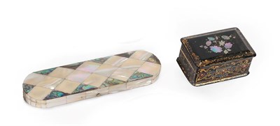 Lot 333 - A George III Ivory Mounted Mother-of-Pearl Box and Hinged Cover, of rounded rectangular form,...