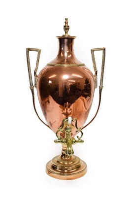 Lot 348 - A Taylor & Parsons Copper and Brass Tea Urn and Cover, 19th century, of neo-classical form with...