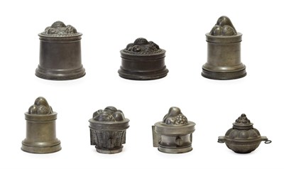 Lot 349 - A Victorian Pewter Ice Cream Mould, in three parts, the cover modelled as various fruit, the...