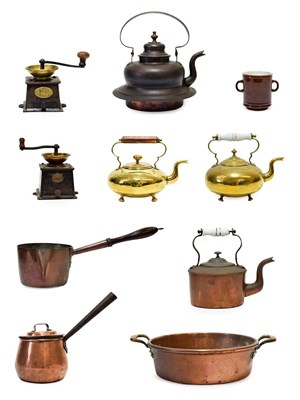 Lot 350 - Two Cast Iron Coffee Grinders; Two Sets of Steel Sugar Cutters; A Bell Metal Pestle and Mortar; and