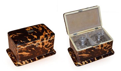 Lot 356 - A Tortoiseshell and Ivory Tea Caddy, mid 19th century, of rectangular form and with spreading base