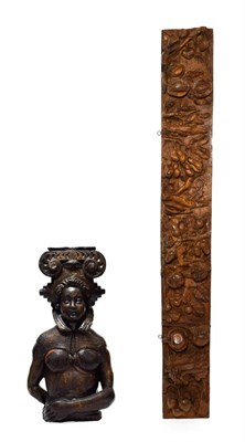 Lot 368 - A Carved Oak Corbel, 17th century, carved as a half-length female with lace ruff supporting a...