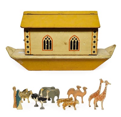 Lot 372 - A Painted Wood Noah's Ark, early 20th century, together with a collection of pairs of animals,...