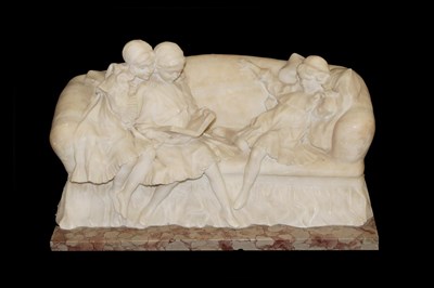 Lot 398 - After John Henry Frederick Bacon: An Alabaster Group of the Fairy Tale, as three girls sitting on a