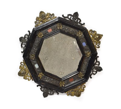 Lot 399 - An Italian Gilt Metal, White Metal and Hardstone Mounted Ebonised Frame, mid 17th century, of...