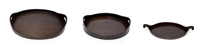 Lot 413 - A Small Mahogany Tray, 19th century, of oval form with leaf scroll handles, 31cm wide; and Two...