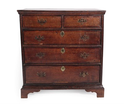 Lot 439 - A George II Oak and Crossbanded Straight Front Chest of Drawers, 2nd quarter 18th century, the...