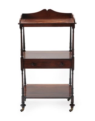 Lot 469 - A Victorian Mahogany and Rosewood Three-Tier Whatnot, 2nd half 19th century, the three-quarter...