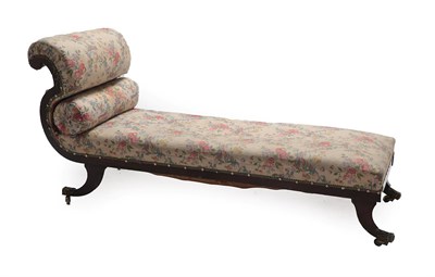 Lot 579 - A Regency Mahogany and Gilt Mounted Day Bed, early 19th century, later recovered in floral...