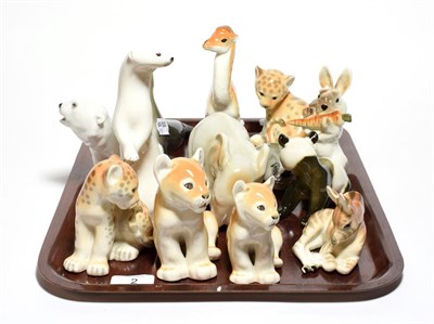 Lot 2 - Collection of USSR carved animal figures including an elephant, seal, etc