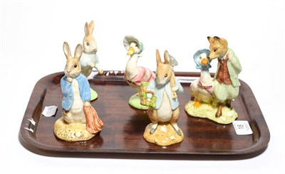 Lot 18 - Beswick Beatrix Potter figures including: 'Peter and the Red Pocket Handkerchief', BP-10a,...