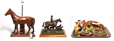 Lot 28 - A collection of fox, horse and hound related items including Hummel, Aynsley, etc (10)