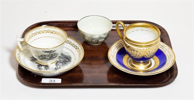 Lot 33 - A 19th century Spode teacup and saucer, transfer printed with cows, together with a Worcester...