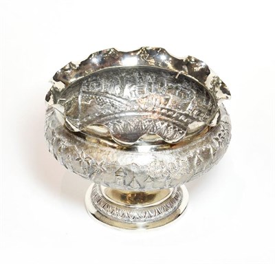 Lot 38 - A late 19th century Indian or Burmese silver rose-bowl, stamped '90', the sides chased with...