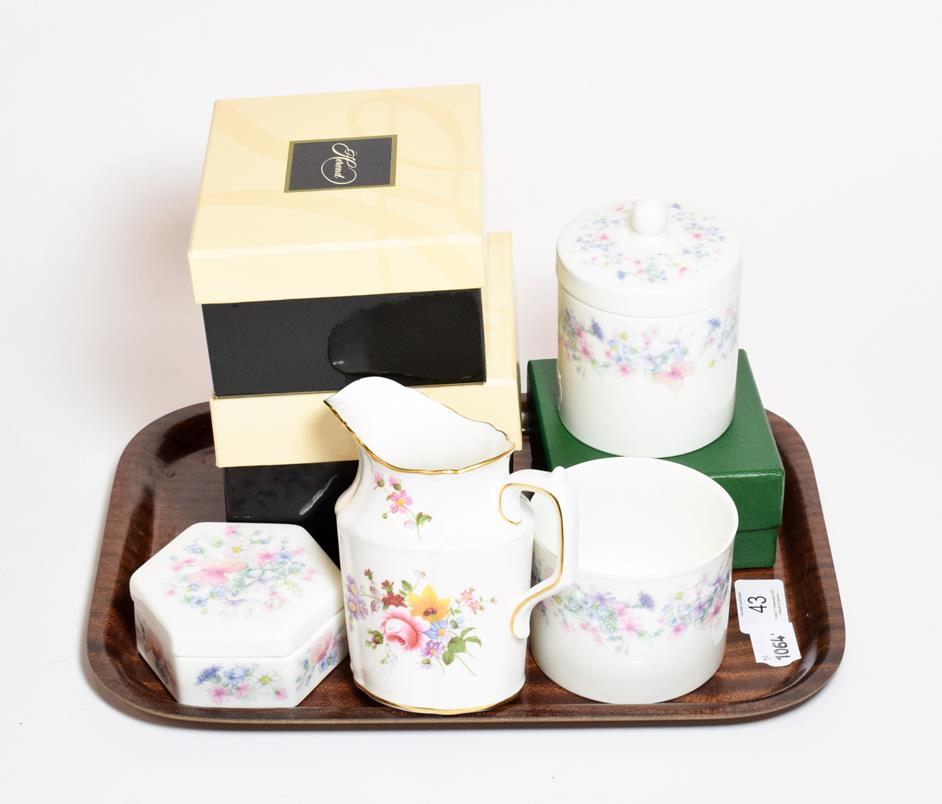 Lot 43 - A Herend porcelain creamer and sucrier, boxed, with other porcelain