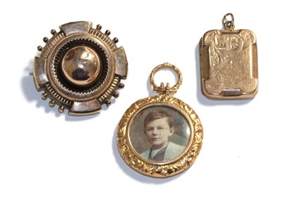 Lot 89 - A Victorian brooch, with locket compartment to the reverse, unmarked, length 2.8cm, a...