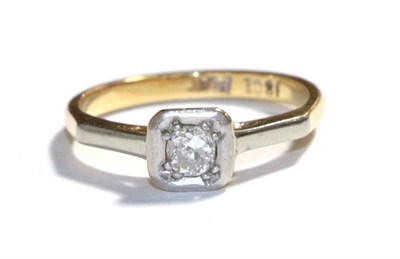 Lot 90 - A diamond solitaire ring, stamped '18CT' and 'PLAT', finger size I