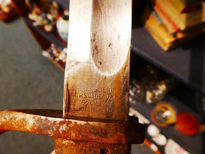 Lot 125 - A Victorian billy club/truncheon, a French bayonet, a German bayonet and scabbard, Bryant and...