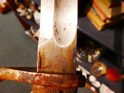 Lot 125 - A Victorian billy club/truncheon, a French bayonet, a German bayonet and scabbard, Bryant and...