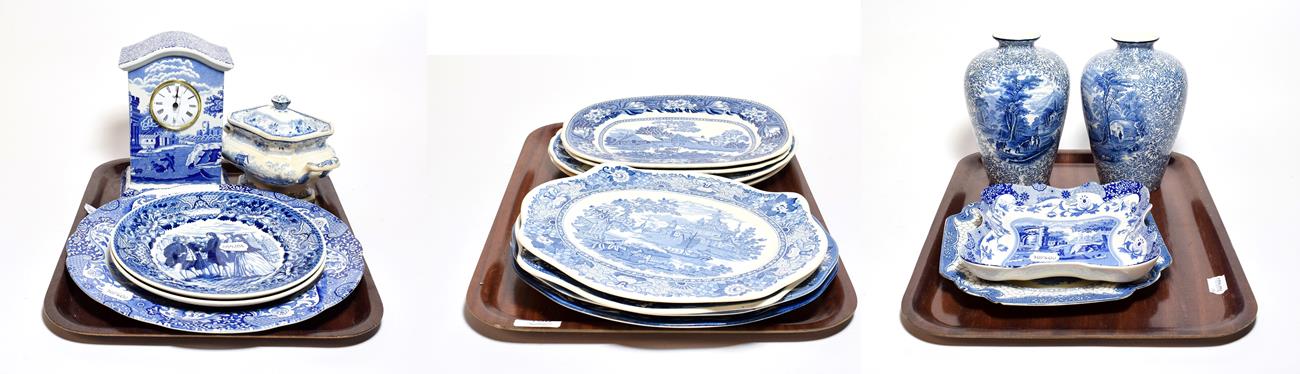 Lot 150 - A group of Wedgewood, Spode and other blue and white wares, varying patterns, including plates,...