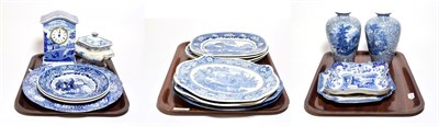 Lot 150 - A group of Wedgewood, Spode and other blue and white wares, varying patterns, including plates,...