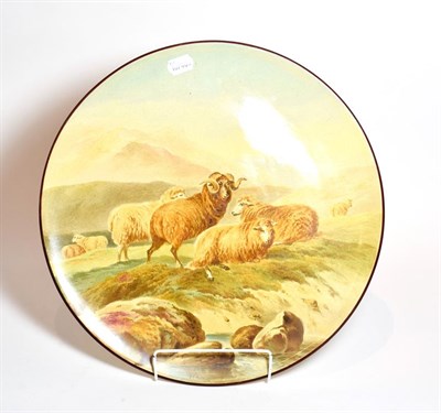 Lot 154 - A Worcester Royal porcelain works hand painted charger, the title is sheep after T. Sidney...