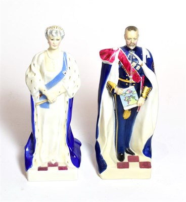 Lot 155 - Two Royal Worcester figures, HM Queen Mary, HM King George V, 24cm high